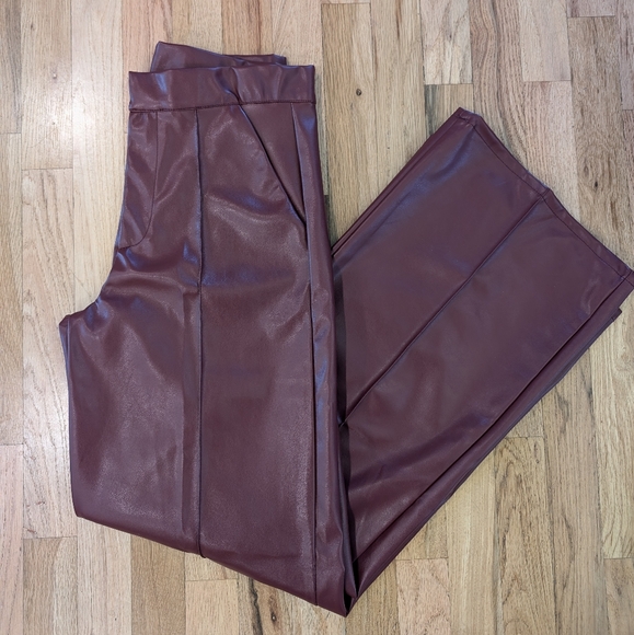 SOHO Apparel Burgundy Faux Leather Pants Women’s Medium - NWT - Picture 7 of 16